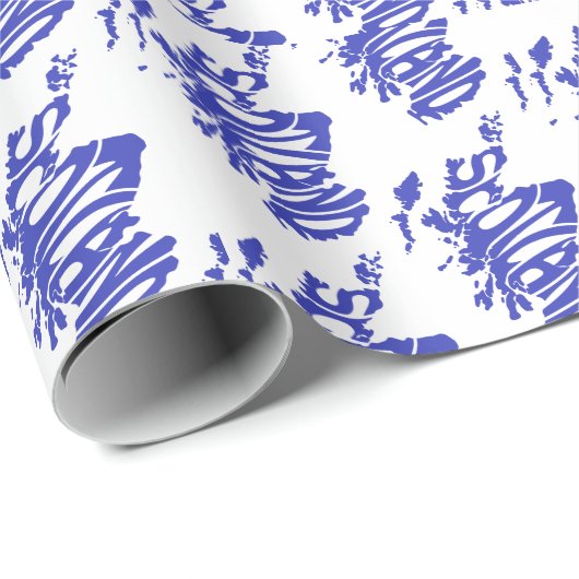 Papier Cadeau Scotland Silhouette Word Art (Coin rond)