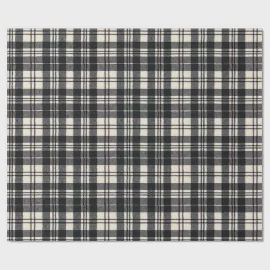 Papier Cadeau Scott Black and White Modern Scottish Tartan (Plat)