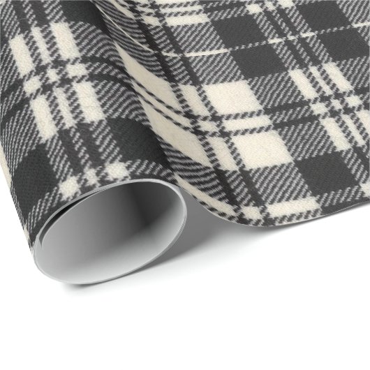 Papier Cadeau Scott Black and White Modern Scottish Tartan (Coin rond)