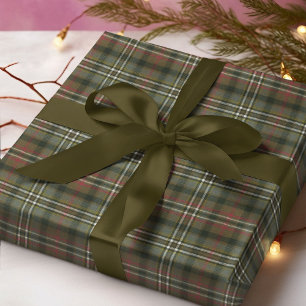 Papier Cadeau Scott Green Tartan écossais Patiné