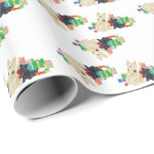 Papier Cadeau Scotties Noirs à blé pour Noël (Coin rond)
