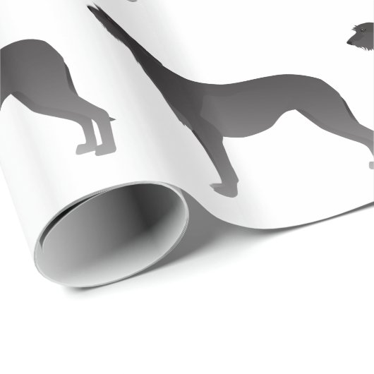 Papier Cadeau Scottish Deerhound Basic Chien Breed Silhouette (Coin rond)