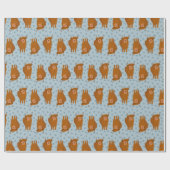 Papier Cadeau Scottish Highland Cattle Pale Blue Pois (Plat)