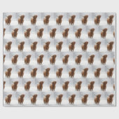 Papier Cadeau Scottish Highland Cow Licking Snowflakes (Plat)