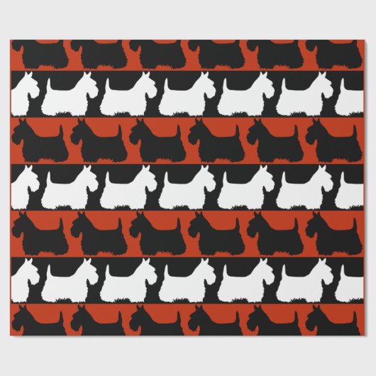 Papier Cadeau Scottish Terrier chien noir/rouge/blanc, rayures T (Plat)