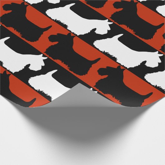 Papier Cadeau Scottish Terrier chien noir/rouge/blanc, rayures T (Coin)