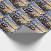 Papier Cadeau Scottish Terrier Christmas Boat Holiday (Coin)