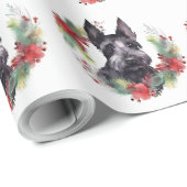 Papier Cadeau Scottish Terrier Christmas Wreath Festive Pup (Coin rond)