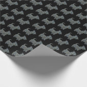 Papier Cadeau Scottish Terrier Cute Dog Y&B Grid Cadeau noir (Coin)
