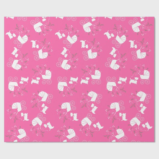 Papier Cadeau Scotty Chien Baby shower écossais Terrier rose (Plat)