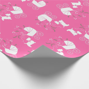 Papier Cadeau Scotty Chien Baby shower écossais Terrier rose