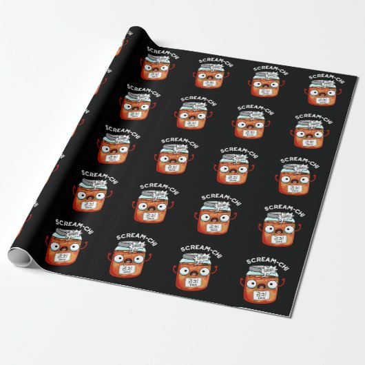 Papier Cadeau Scream-chi Funny Kimchi Puns Dark BG (Déroulé)