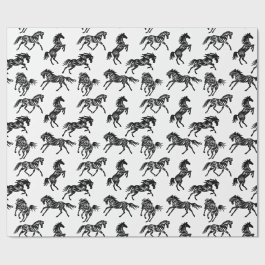 Papier Cadeau Scribble cheval fou troupeau design papier d'embal (Plat)