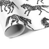 Papier Cadeau Scribble cheval fou troupeau design papier d'embal (Coin rond)
