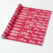 Papier Cadeau Script avec Coeur Joyeux Noël nom rouge (Déroulé)