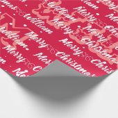 Papier Cadeau Script avec Coeur Joyeux Noël nom rouge (Coin)