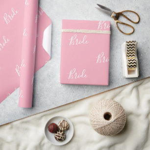 Papier Cadeau Script blanc personnalisé rose fille élégante mari