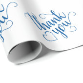 Papier Cadeau Script bleu simple | Douche Cérulean Flourish (Coin rond)