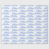 Papier Cadeau Script Blue Happy Birthday (Plat)