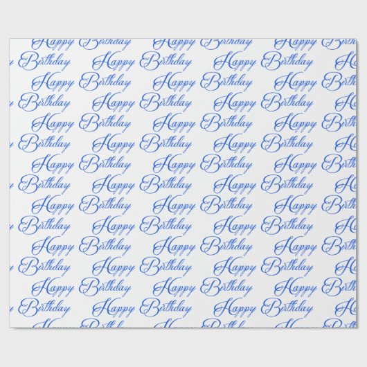 Papier Cadeau Script Blue Happy Birthday (Plat)