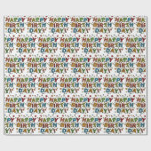 Papier Cadeau Script d'anniversaire (Plat)