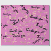 Papier Cadeau Script de calibrage en or noir Merci (Plat)