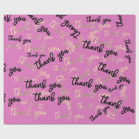 Papier Cadeau Script de calibrage en or noir Merci (Plat)