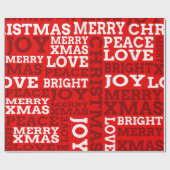 Papier Cadeau Script de Joyeux Noël rouge unique non traditionne (Plat)