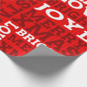 Papier Cadeau Script de Joyeux Noël rouge unique non traditionne (Coin)