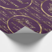 Papier Cadeau Script de la gamme Stephens Purple Faux Gold Foil (Coin)