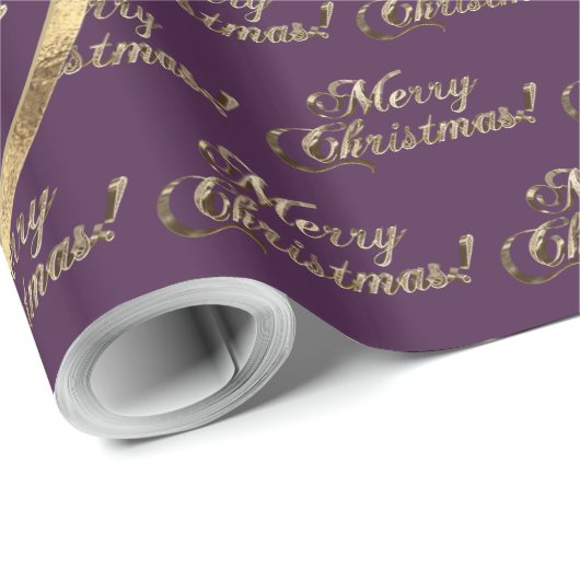 Papier Cadeau Script de la gamme Stephens Purple Faux Gold Foil (Coin rond)