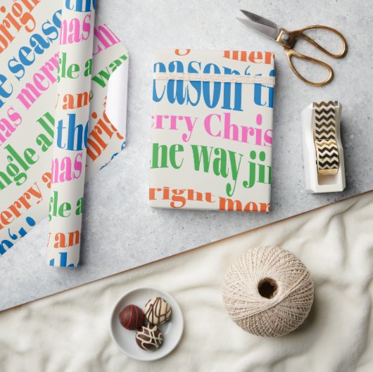 Papier Cadeau Script de Noël Merry & Bright Unique (Artisanat)