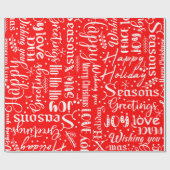 Papier Cadeau Script de Noël moderne et amusant rouge et blanc (Plat)