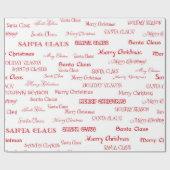 Papier Cadeau Script de Noël rouge et blanc (Plat)