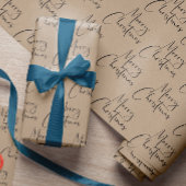 Papier Cadeau Script de Noël rustique Kraft