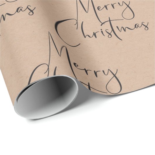 Papier Cadeau Script de Noël rustique Kraft (Coin rond)