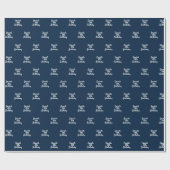 Papier Cadeau Script de nom blanc bleu marine (Plat)