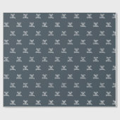 Papier Cadeau Script de nom blanc gris charbon (Plat)