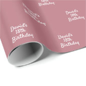 Papier Cadeau Script de nom d'or rose (Coin rond)