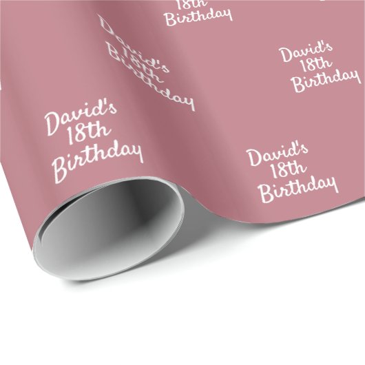 Papier Cadeau Script de nom d'or rose (Coin rond)