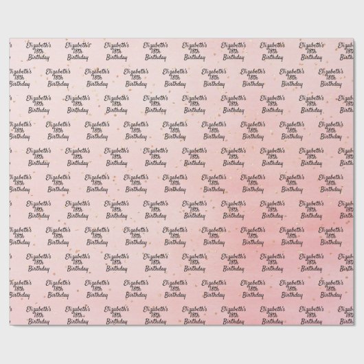 Papier Cadeau Script de nom d'or rose pâle (Plat)