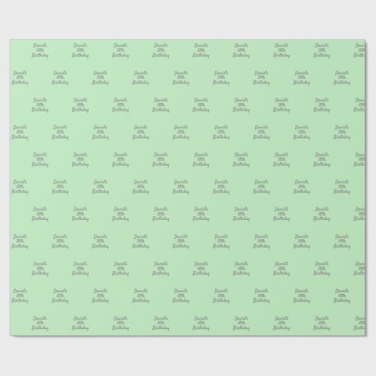 Papier Cadeau Script de nom gris vert de la monnaie (Plat)
