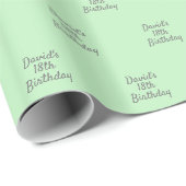 Papier Cadeau Script de nom gris vert de la monnaie (Coin rond)