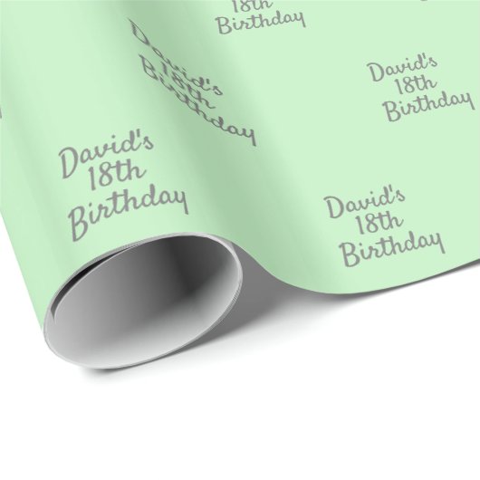 Papier Cadeau Script de nom gris vert de la monnaie (Coin rond)