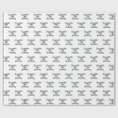 Papier Cadeau Script de nom noir blanc d'anniversaire minimalist (Plat)
