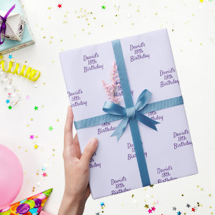Papier Cadeau Script de nom violet violet de lavande