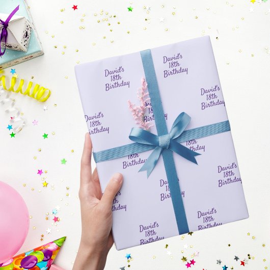 Papier Cadeau Script de nom violet violet de lavande