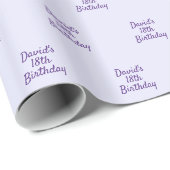 Papier Cadeau Script de nom violet violet de lavande (Coin rond)