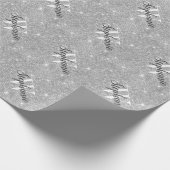 Papier Cadeau Script de Parties scintillant d'argent monogramme  (Coin)