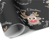 Papier Cadeau Script de rennes de Noël mignon Flocon de neige no (Coin rond)